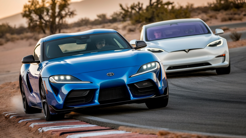 Unglaublich! 1.800-PS-Toyota Supra blamiert Tesla Model S Plaid im epischen Viertelmeilen-Showdown!