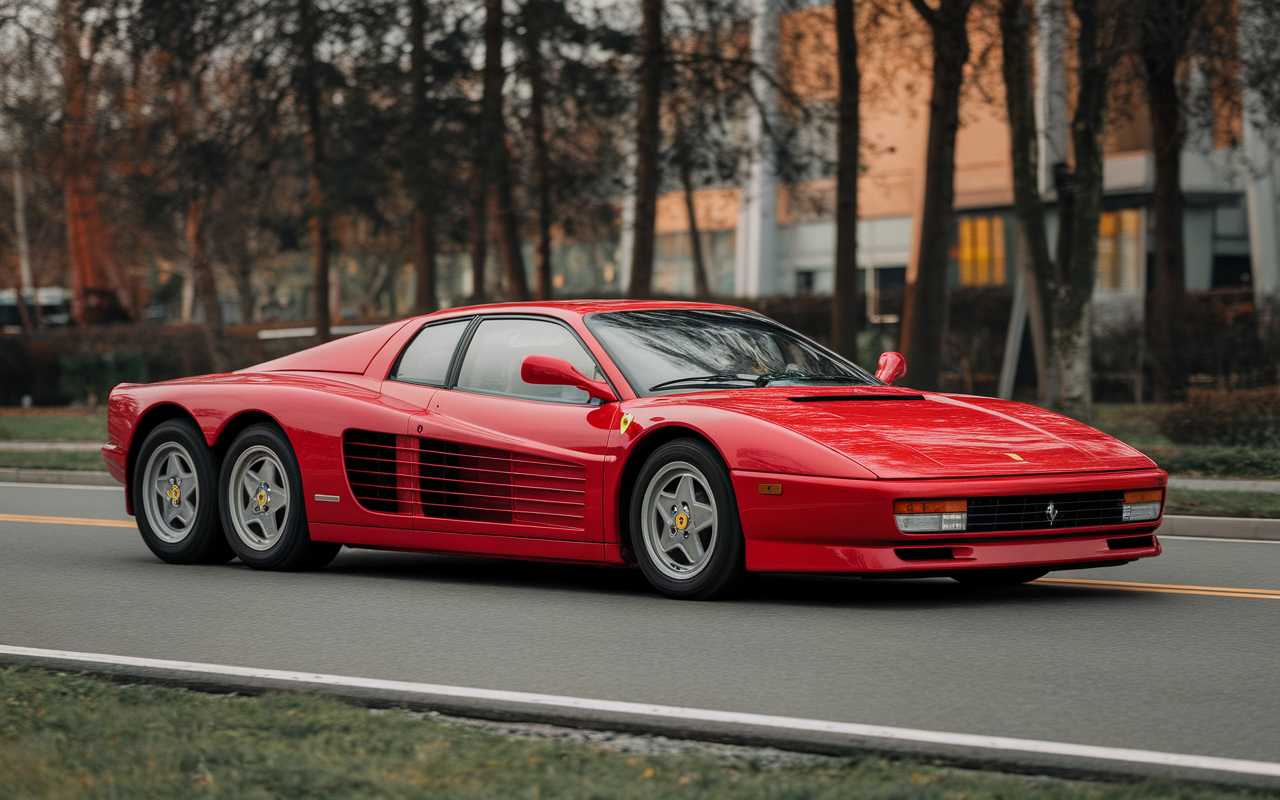 Ferrari Testarossa mit sechs Rädern schockt den Gumball — geniale Idee oder Sakrileg der Klassikerwelt?